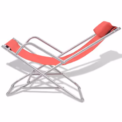 vidaXL 2x Deck Chairs Reclining Red Steel 69x61x94cm Sunloungers Swing Seats