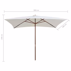 vidaXL Garden Parasol Sunshade Outdoor Umbrella Canopy Wooden Pole Cream White - Additional view 3