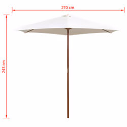vidaXL Garden Parasol Sunshade Outdoor Umbrella Canopy Wooden Pole Cream White - Additional view 5