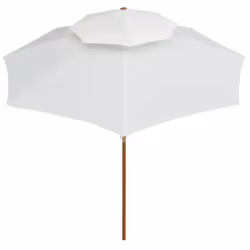 vidaXL Double Decker Garden Parasol Wooden Pole Outdoor Umbrella Cream White