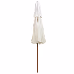 vidaXL Double Decker Garden Parasol Wooden Pole Outdoor Umbrella Cream White - Additional view 4