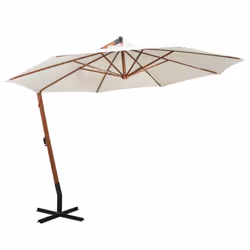 vidaXL Hanging Garden Parasol Wooden Pole Sunshade Outdoor Umbrella White