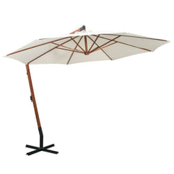 vidaXL Hanging Garden Parasol Wooden Pole Sunshade Outdoor Umbrella White