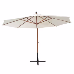 vidaXL Hanging Garden Parasol Wooden Pole Sunshade Outdoor Umbrella White
