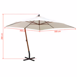 vidaXL Hanging Garden Parasol Wooden Pole Sunshade Outdoor Umbrella White - Additional view 7