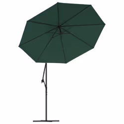 vidaXL Hanging Garden Parasol with LED Lighting Green Metal Pole Umbrella - Additional view 4