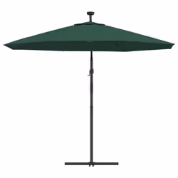 vidaXL Hanging Garden Parasol with LED Lighting Green Metal Pole Umbrella - Additional view 6