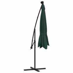 vidaXL Hanging Garden Parasol with LED Lighting Green Metal Pole Umbrella - Additional view 7