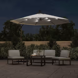 vidaXL Hanging Garden Parasol with LED Lighting Sand Metal Pole Shade Umbrella - Additional view 2