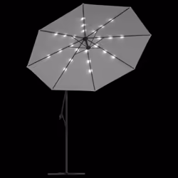 vidaXL Hanging Garden Parasol with LED Lighting Sand Metal Pole Shade Umbrella - Additional view 5