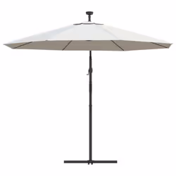 vidaXL Hanging Garden Parasol with LED Lighting Sand Metal Pole Shade Umbrella - Additional view 6
