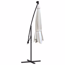 vidaXL Hanging Garden Parasol with LED Lighting Sand Metal Pole Shade Umbrella - Additional view 7