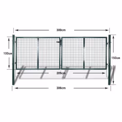 vidaXL Garden Fence Gate 289x100cm/306x150cm Steel Green Patio Wall Grill Door