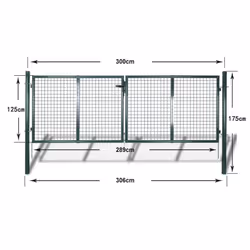 vidaXL Garden Fence Gate 289x125cm/306x175cm Steel Green Patio Wall Grill Door - Additional view 8