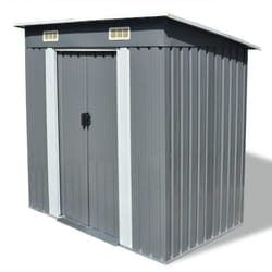 vidaXL Garden Storage Shed Grey Metal 190x124x181cm Outdoor Tool Cabin Room