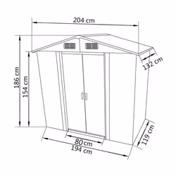 vidaXL Garden Storage Shed Grey Metal 204x132x186cm Outdoor Tool Cabin Room - Additional view 7