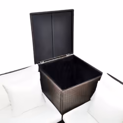 vidaXL Garden Lounge Set with Cushions 4 Piece Poly Rattan Brown Sofa Table