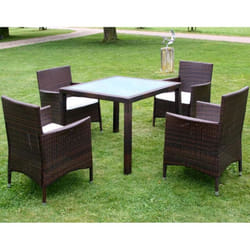 vidaXL Garden Lounge Set with Cushions 5 Piece Poly Rattan Brown Outdoor Patio