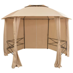 vidaXL Garden Marquee Pavilion Tent with Curtains Hexagonal 360x265cm Gazebo