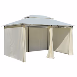 vidaXL Garden Marquee with Curtains 4x3m White Gazebo Canopy Pavilion Tent - Additional view 4