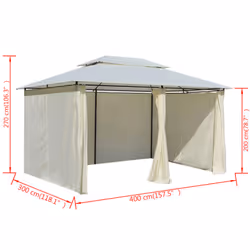 vidaXL Garden Marquee with Curtains 4x3m White Gazebo Canopy Pavilion Tent - Additional view 7