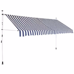 vidaXL Manual Retractable Awning 400cm Blue and White Stripes Window Canopy