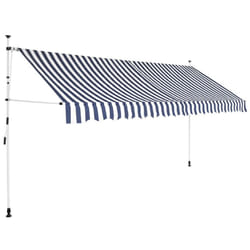 vidaXL Manual Retractable Awning 400cm Blue and White Stripes Window Canopy