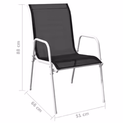 vidaXL Outdoor Dining Set 9 Pieces Black Glass Tabletop Stackable Chairs Patio - Additional view 5