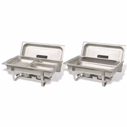 vidaXL 2 pcs Chafing Dish Set Stainless Steel Lid Food Water Pan Stand Burner