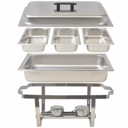 vidaXL Chafing Dish Set 3 pcs Stainless Steel Lid Food Water Pan Stand Burner - Additional view 8