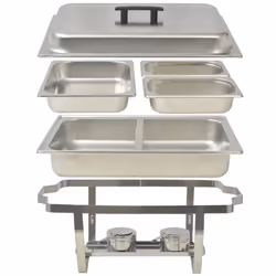 vidaXL 4x Chafing Dish Set Stainless Steel Lid Food Water Pan Stand Burner - Additional view 5