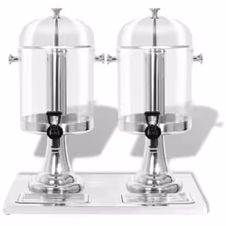 vidaXL Double Juice Beverage Drink Dispenser Serving Pitcher Stainless Steel 8 L