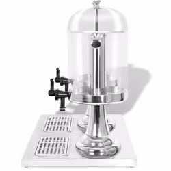 vidaXL Double Juice Beverage Drink Dispenser Serving Pitcher Stainless Steel 8 L