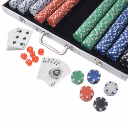 vidaXL Poker Set with 1000 Chips Aluminium Playing Card Game Case Casino Dice - Additional view 2