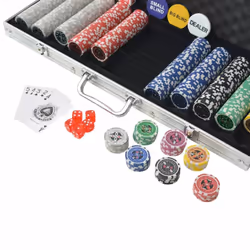 vidaXL Poker Set with 500 Laser Chips Playing Game Aluminium Case Casino Dice - Additional view 2
