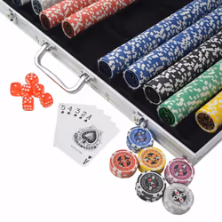 vidaXL Poker Set with 1000 Laser Chips Playing Game Aluminium Case Casino Dice - Additional view 2