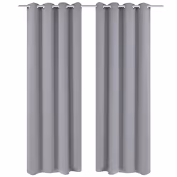 vidaXL 2x Blackout Curtains with Metal Eyelets 135x175 cm Grey Window Drapes