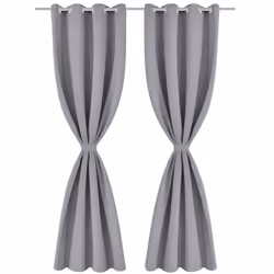 vidaXL Blackout Curtain with Metal Eyelets 270x245 cm Grey Window Drapes Home