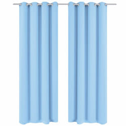 vidaXL 2x Blackout Curtains with Metal Eyelets 135x245 cm Turquoise Pelmets