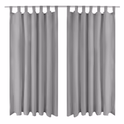 vidaXL 2x Micro-Satin Curtains with Loops 140x175 cm Grey Window Drapes Blinds