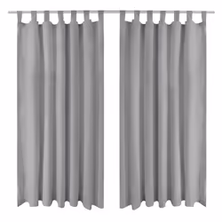 vidaXL 2x Micro-Satin Curtains with Loops 140x245 cm Grey Window Drapes Blinds