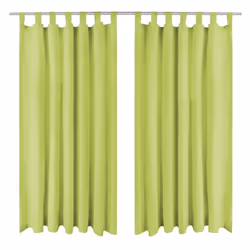 vidaXL 2x Micro-Satin Curtains with Loops 140x245 cm Green Window Drapes Home