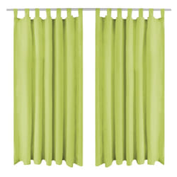 vidaXL 2x Micro-Satin Curtains with Loops 140x245 cm Green Window Drapes Home