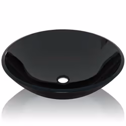 vidaXL Basin Tempered Glass 42cm Black Cloakroom Bathroom Above Counter Sink - Additional view 2