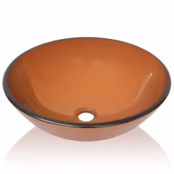 vidaXL Basin Tempered Glass 42cm Brown Cloakroom Bathroom Above Counter Sink - Additional view 2