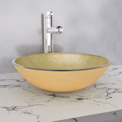 vidaXL Basin Tempered Glass 42cm Gold Cloakroom Bathroom Above Counter Sink