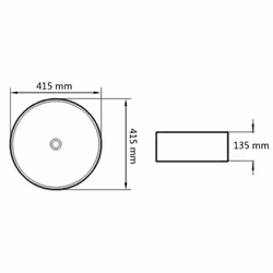 vidaXL Basin Round Ceramic White 41.5x13.5cm Bathroom Above Counter Wash Sink - Additional view 4