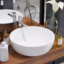 vidaXL Basin Round Ceramic White 42x12cm Bathroom Cloakroom Countertop Sink