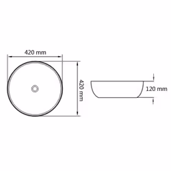 vidaXL Basin Round Ceramic White 42x12cm Bathroom Cloakroom Countertop Sink - Additional view 4