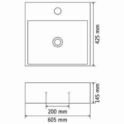 vidaXL Basin with Faucet Hole Ceramic White 60.5x42.5x14.5cm Countertop Sink - Additional view 7